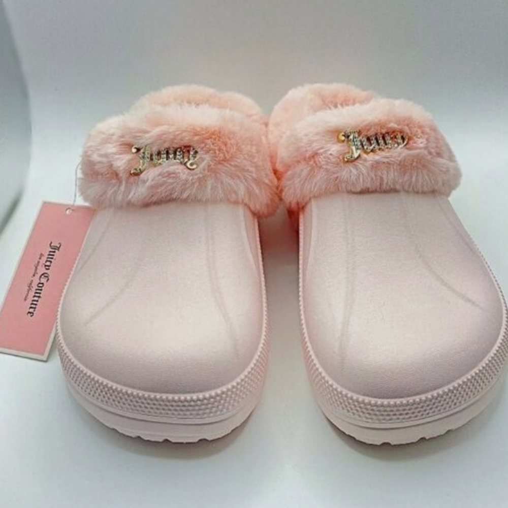PRICE 📉📉 Drop JUICY COUTURE Pink Rhinestone Fur Lined Clog - Picture 2 of 4